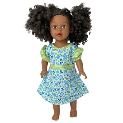 Doll Clothes Superstore Size 6 Matching Girl And Doll Blue Flower Dresses - Image 2