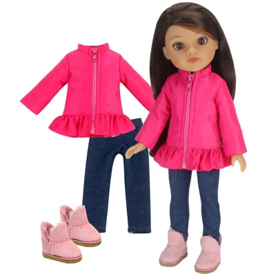 Sophia’s 3 Piece Winter Outfit With Boots For 14.5" Dolls, Hot Pink - Image 2