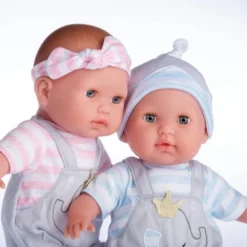 JC Toys Berenguer Boutique Twins 15" Soft Body Baby Doll Open/Close Eyes