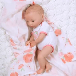 Paradise Galleries Newborn Baby Doll 16 Inch Reborn Preemie, Swaddlers: Peach Blossom, Safety Tested For 3+, 4-Piece Set