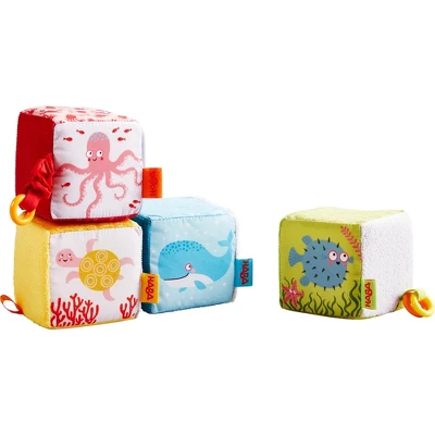 HABA Discovery Cubes Marine World - 4 Fabric Blocks To Stimulate Baby's Senses - Image 3