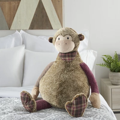Mina Victory Plush Lines Monkey Plush Animal 23" X 24" Brown Indoor Stuffed Animal - Image 2
