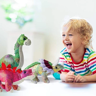 BUILD ME Stuffed Animal Set Of 4 - 12" Soft Dinosaur Plush Toys For Boys And Girls - Image 3