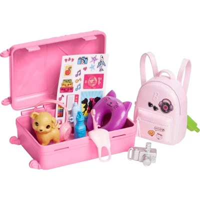 Barbie Doll And Accessories Travel Set With Puppy