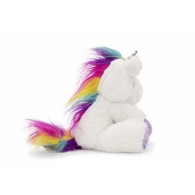 Plushible 10" White Stuffed Unicorn Plush Animal With Rainbow Hair - Image 3