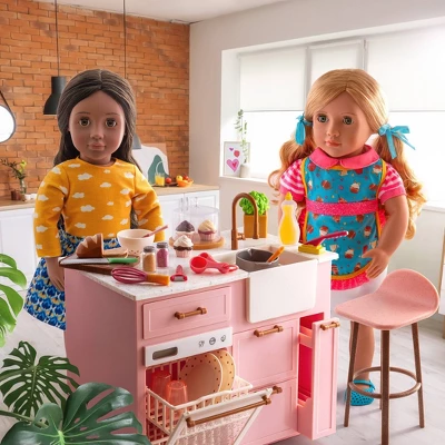 Our Generation Kitchen Island With Accessories For 18" Dolls