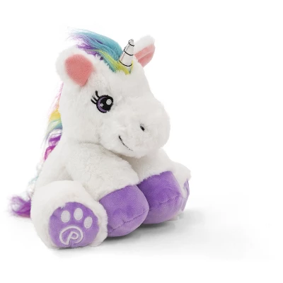 Plushible 10" White Stuffed Unicorn Plush Animal With Rainbow Hair - Image 2
