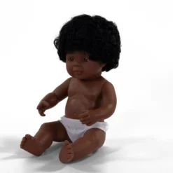 Miniland Educational Anatomically Correct 15" Baby Doll, Girl, Black Hair