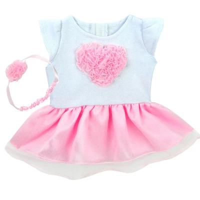 Sophia’s Heart Dress And Headband Outfit For 15'' Dolls, White/Pink
