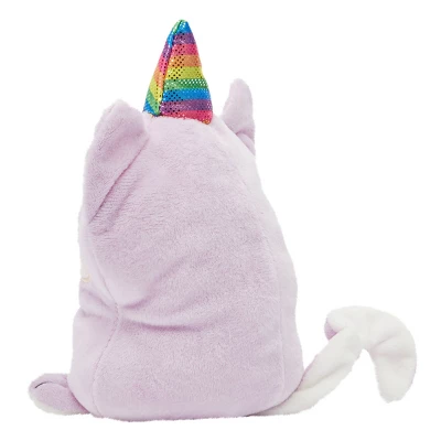 Small Reversible Caticorn Plush Toy, Lavender And White Caticorn Plushie With Rainbow Horn (6 X 12 In) - Image 5