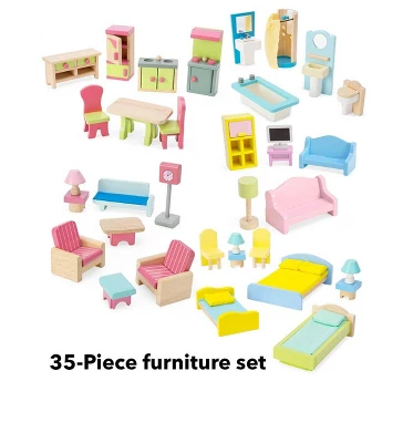 HearthSong Imagine My Place Dollhouse With Turntable And 35-Piece Dollhouse Furniture Set - Image 2