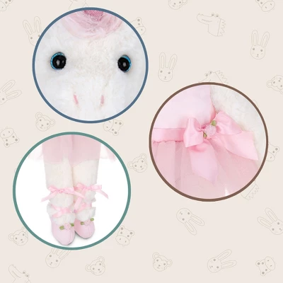 Bearington Dreamer White Plush Unicorn Stuffed Animal Ballerina In Pink Ballet Outfit, 14 Inches - Image 4
