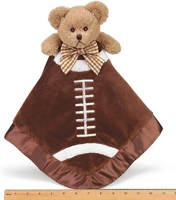 Bearington Baby Touchdown Snuggler, Football Plush Stuffed Animal Teddy Bear Security Blanket, Lovey 15"