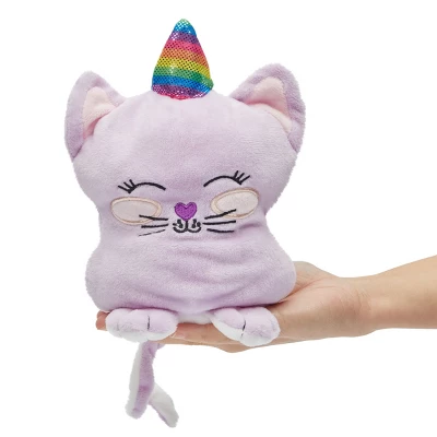 Small Reversible Caticorn Plush Toy, Lavender And White Caticorn Plushie With Rainbow Horn (6 X 12 In) - Image 2
