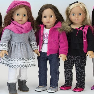 Sophia’s Fleece Sweatshirt With Faux Fur Collar For 18" Dolls, Hot Pink - Image 3