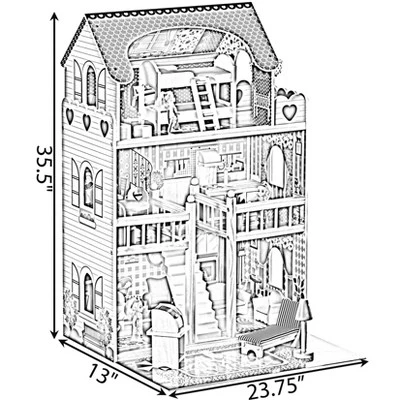 ShpilMaster Wooden Doll House With Toys And Furniture Accessories With LED Light For Ages 3+ - Image 5