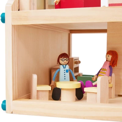 Olivia's Little World Kids Buildable Furnished Wooden Dollhouse For 3.5" Dolls - Image 4
