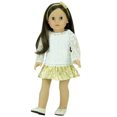 Sophia’s Glitter Shoes For 18” Dolls, Gold - Image 2