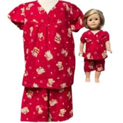 Doll Clothes Superstore Size 8 Red Bear Matching Girl And Doll Pajamas