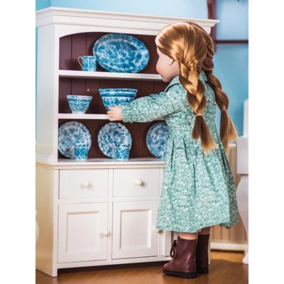 The Queen's Treasures 18 Inch Doll Wooden Farmhouse Cupboard Dish Hutch