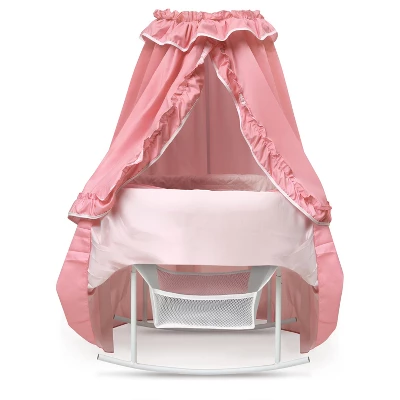 Badger Basket Kisses Rocking Doll Bassinet - Pink/White - Image 2