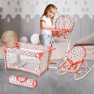 The New York Doll Collection Baby Doll 3-1 Accessories Set Floral - Image 3