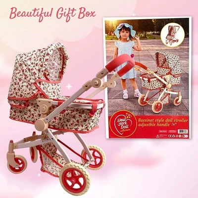 The New York Doll Collection Convertible Combo Baby Doll Stroller Floral - Image 4
