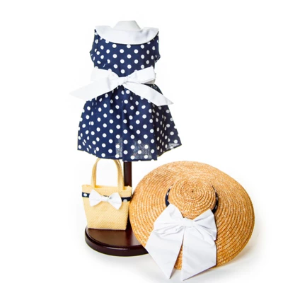 The Queen's Treasures 18 Inch Doll Blue Polka Dot Dress With White Bow Shoes - Image 4