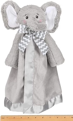 Bearington Baby Lil' Spout Snuggler, Gray Elephant Security Blanket, 15 Inches