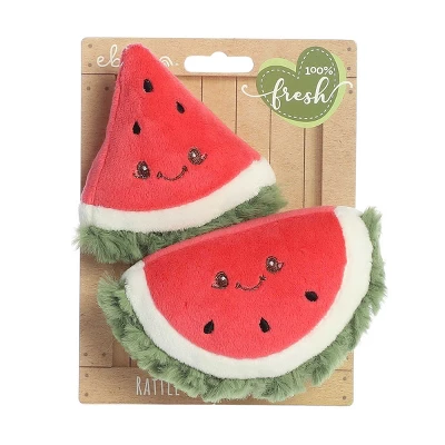 Ebba Mini Watermelon Rattle & Crinkle Set Precious Produce Adorable Baby Stuffed Animal Red 4" - Image 4