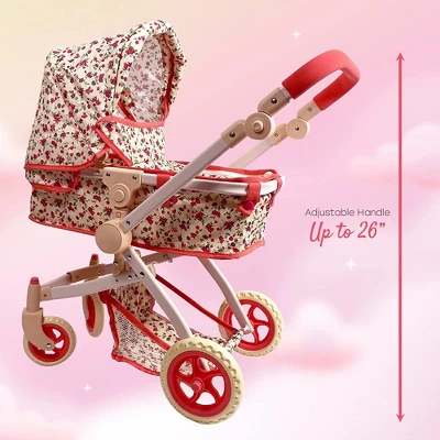 The New York Doll Collection Convertible Combo Baby Doll Stroller Floral - Image 3