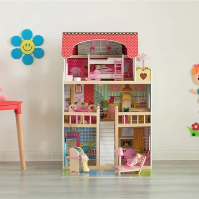 ShpilMaster Wooden Doll House With Toys And Furniture Accessories With LED Light For Ages 3+ - Image 6