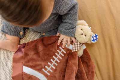 Bearington Baby Touchdown Snuggler, Football Plush Stuffed Animal Teddy Bear Security Blanket, Lovey 15" - Image 5