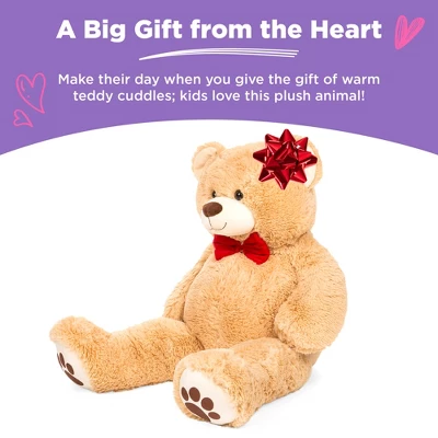 Best Choice Products 38in Giant Soft Plush Teddy Bear Stuffed Animal Toy W/ Bow Tie, Footprints - Image 2