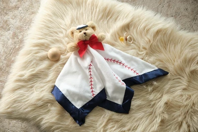 Bearington Baby Lil' Slugger Snuggler, Baseball Plush Teddy Bear Stuffed Animal Security Blanket, Lovey 15" - Image 4