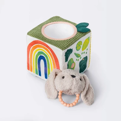 Fruit And Vegetable Interactive Plush Cube With Rabbit Rattle - Cloud Island™ - Image 2