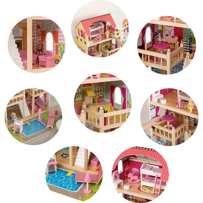 ShpilMaster Wooden Doll House With Toys And Furniture Accessories With LED Light For Ages 3+ - Image 7